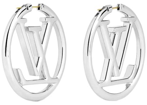 louis vuitton v hoops silver|louis vuitton hoop earrings poshmark.